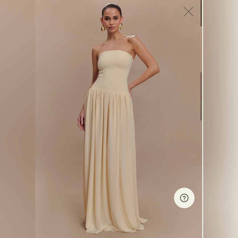 Meshki Lyanna Knit And Chiffon Strapless Maxi Dress - Cream